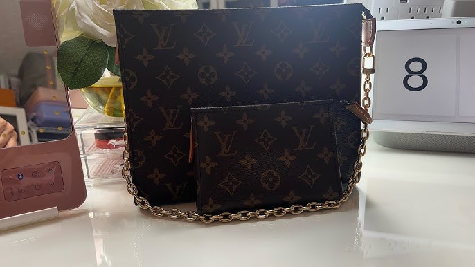 Louis Vuitton Raffia Toiletry Pouch on Chain 26 Black w/Gold Chain