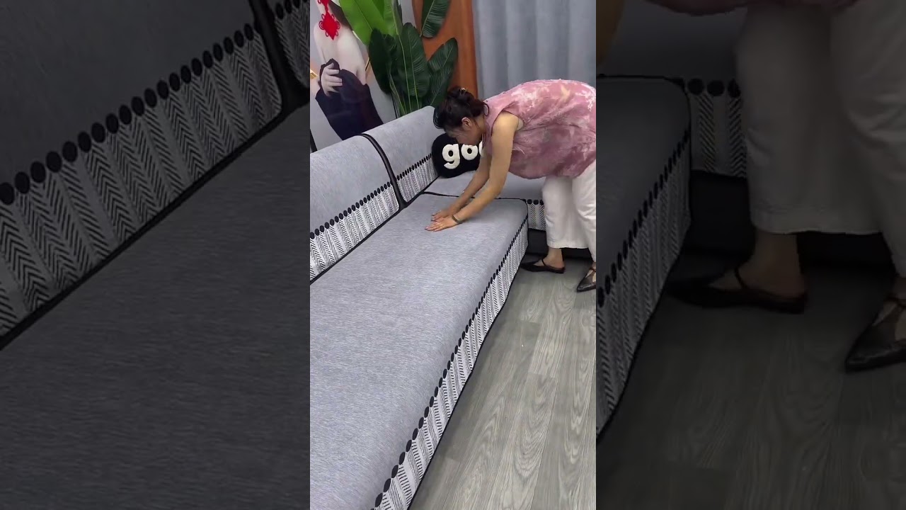 Versatile living room, mirror grey color, nice chenille sofa cushions ✔️