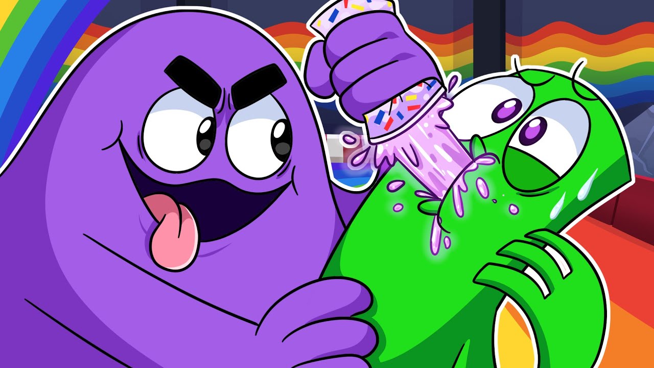 GRIMACE SHAKE Vs. GREEN! RAINBOW FRIENDS 2 ANIMATION 