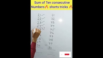 Sum of Ten consecutive numbers shorts tricks||#maths#shorts#youtubeshorts