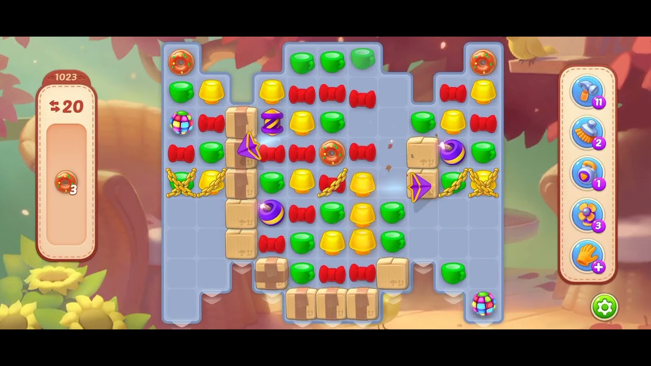 HomeScapes Level 1023 Walkthrough Donut Collectable 15 Moves Left