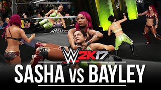 WWE 2K17: Sasha Banks vs Bayley! (EPIC MATCH w/OMGs, Crowd & Backstage Fighting!)