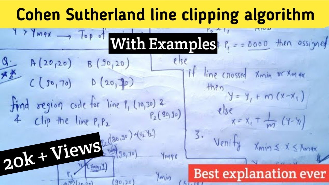 Cohen Sutherland line clipping algorithm with examples in computer graphics | Lec-27