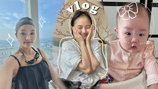 ENG)VLOG staycation by myself🏩Studying baby food🍚first tooth🦷