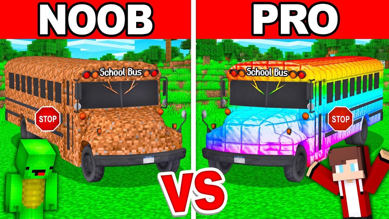Mikey POOR SCHOOL BUS vs JJ RICH BUS Battle in Minecraft - Maizen
