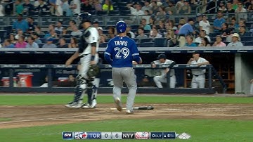 TOR@NYY: Throwing error allows Travis to score