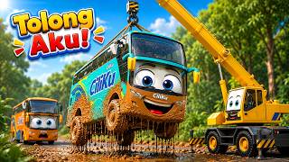 Download lagu Bis Terjebak! Ayo Tolong🔥🚌| Roda Roda Bis Berputar - Lagu Mobil Anak Edukatif Terbaru Animasi 3D🎵