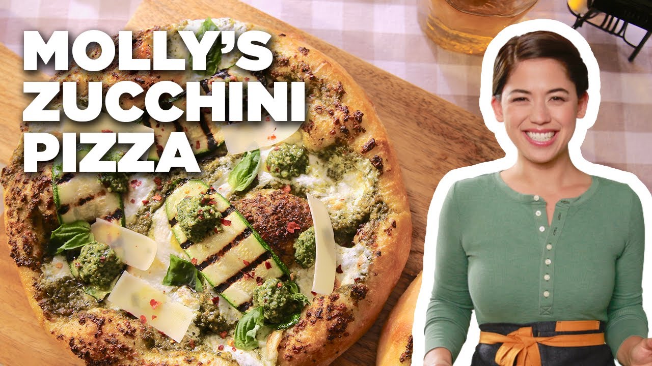 Molly Yeh's Zucchini Pizza with Basil Mint Pesto Girl Meets Farm