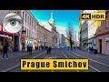 Prague streets walking tour: Anděl - Smichov - Vltava 🇨🇿 Czech Republic 4k HDR ASMR