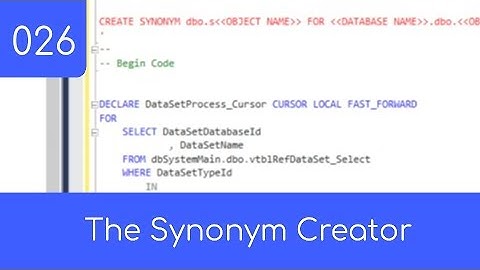 026 - The Synonym Creator - SQL Master Data Management