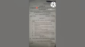 AKNU Degree 1st year /1st sem COMPUTER SCIENCE questions paper #AKNU#2021- 22