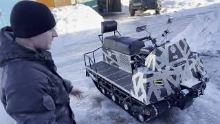 Самодельный гусеничный снегоход - вездеход с двумя гусеницами и лебедкой Homemade snowmobile