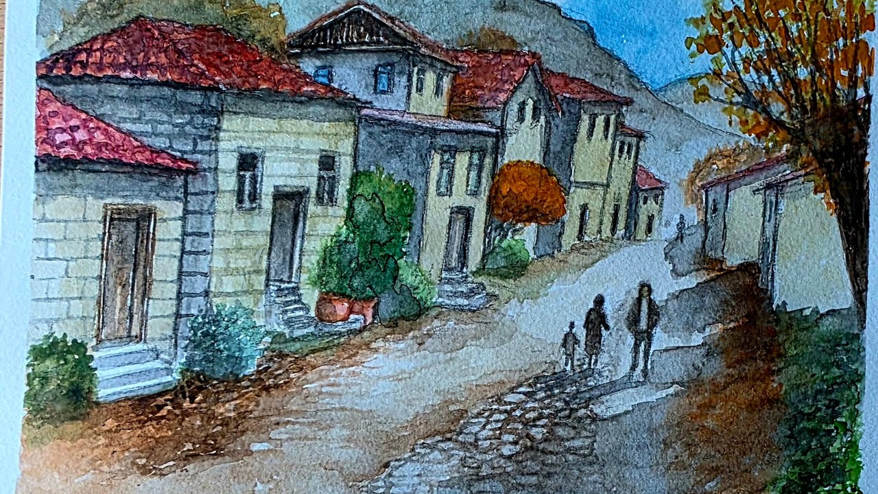 Red flowerpots and roofs