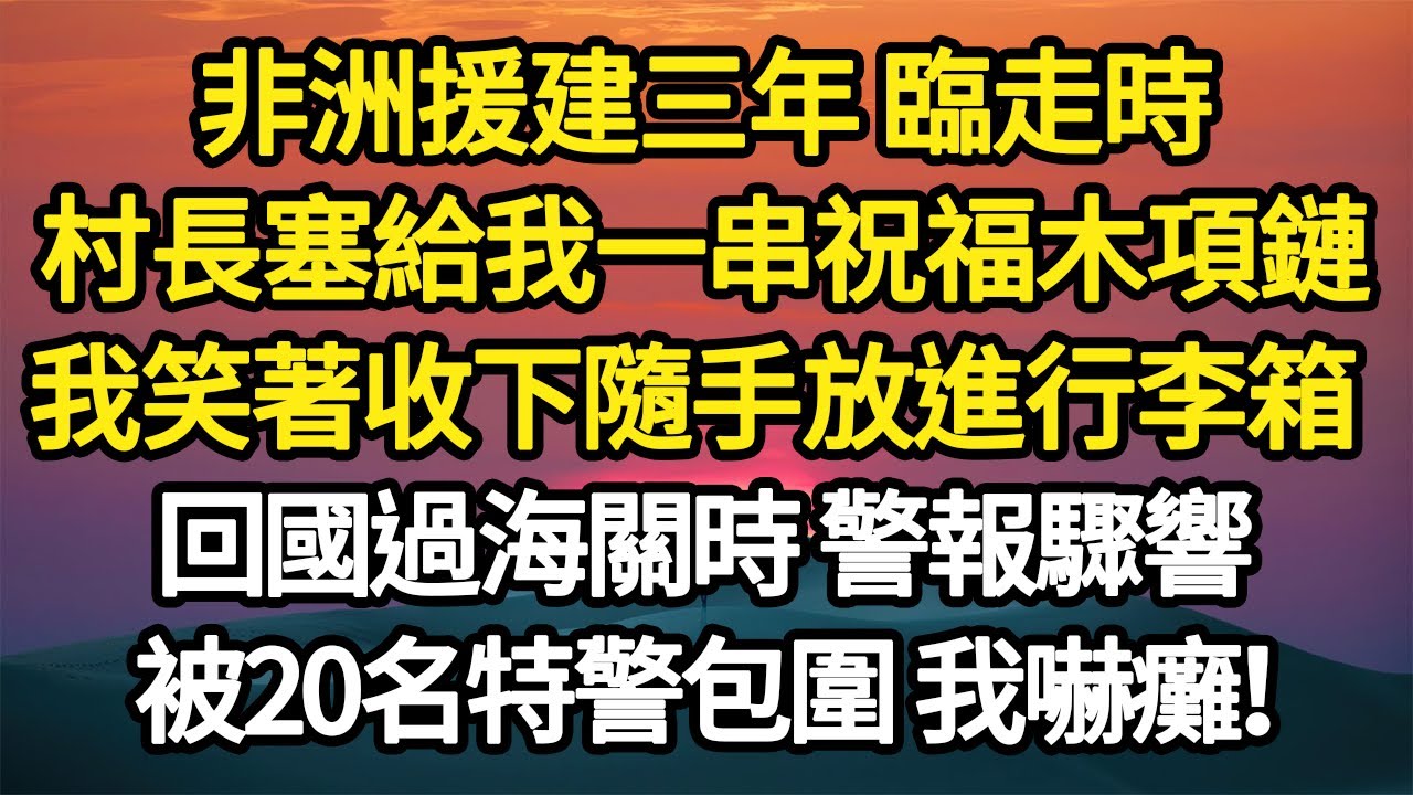 非洲援建三年 臨走時，村長塞給我一串祝福木項鏈，我笑著收下隨手放進行李箱，回國過海關時 警報驟響，被20名特警包圍 我嚇癱！#故事#悬疑#人性#刑事#人生故事#生活哲學#為人哲學