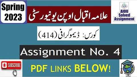 ⏩ AIOU Code 414 Solved Assignment No.4 Spring 2023 || Subject: Demography || Level: BA/B.Com