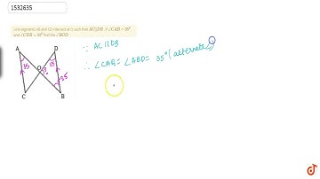 "Line segments AB and CD   intersect at O such that `A C||D B` . If `/_C A B=35^0`
