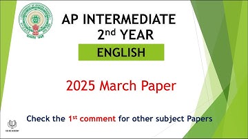 AP inter 2nd Year English 2025 March Question Papers IPE Andhra Pradesh Intermediate