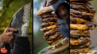 5000 CALORIES BURGER! - BUSHCRAFT FOODPORN