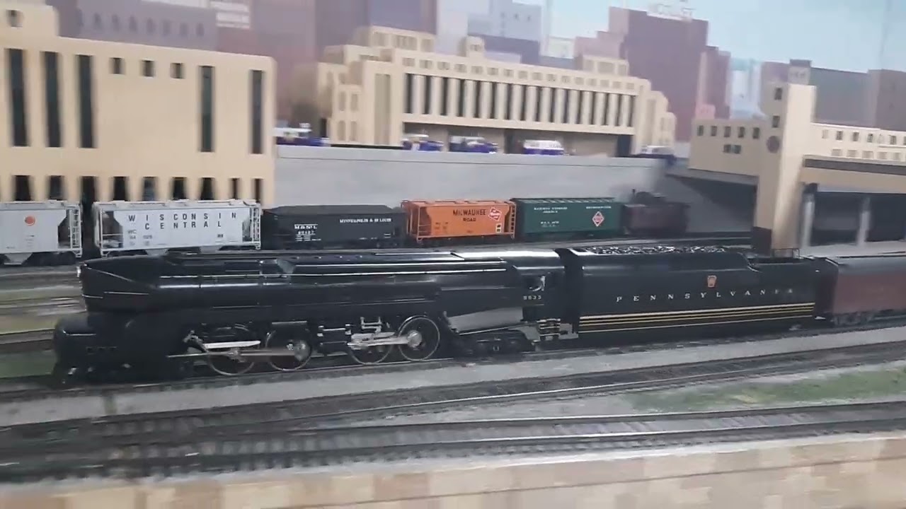 Pennsy Trio on the TCMRM 2 rail O scale layout. (GG1, T1, M1) - YouTube