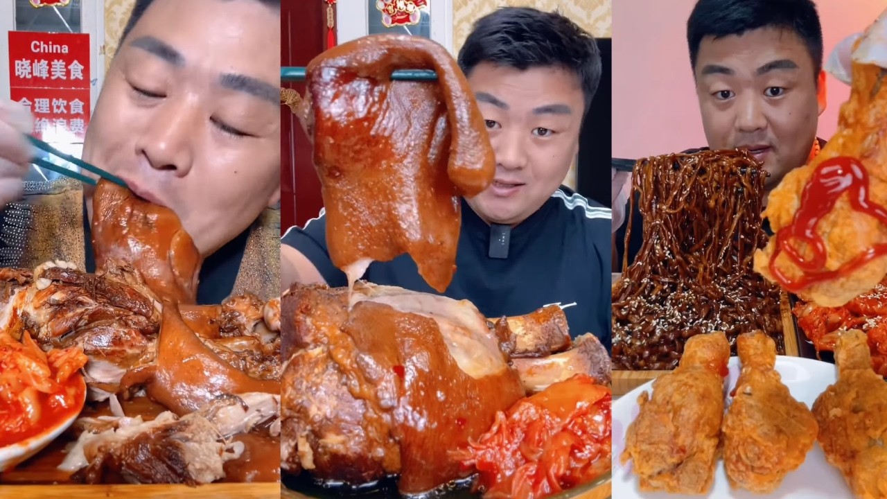 【ASMR】【MUKBANG】Immersive Feast: Brother Xiaofeng Devours Giant Pork Knuckle & Crispy Fried Chicken
