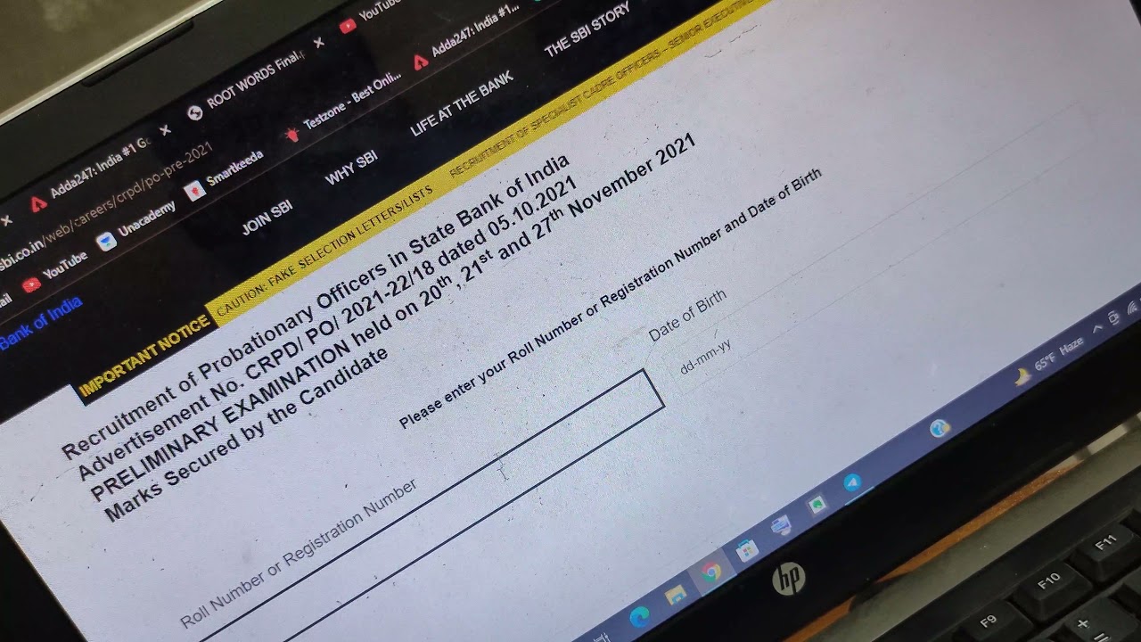 SBI PO PRELIMS RESULT OUT 2021