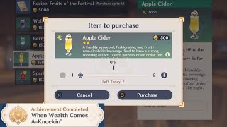 Help Hatim prepare an Apple Cider | when wealth comes A knockin Achievement | Genshin Impact