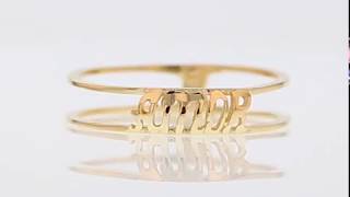 Yellow Gold Simple Double Band Ladies Ring with Word Amor (JL#10460)