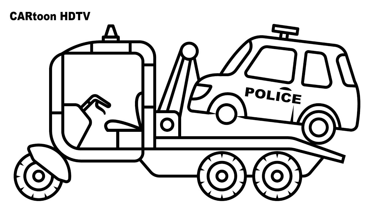 Satisfying Broken small police car carrier truck coloring, Auto