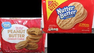 Nabisco Nutter Butter Peanut Butter Cookie vs Great Value (Walmart) Peanut Butter Cookie