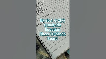 Ex 20.1 Q 2(7)Quadratic Equation Class 10/Sindh Board #maths #quadraticequation