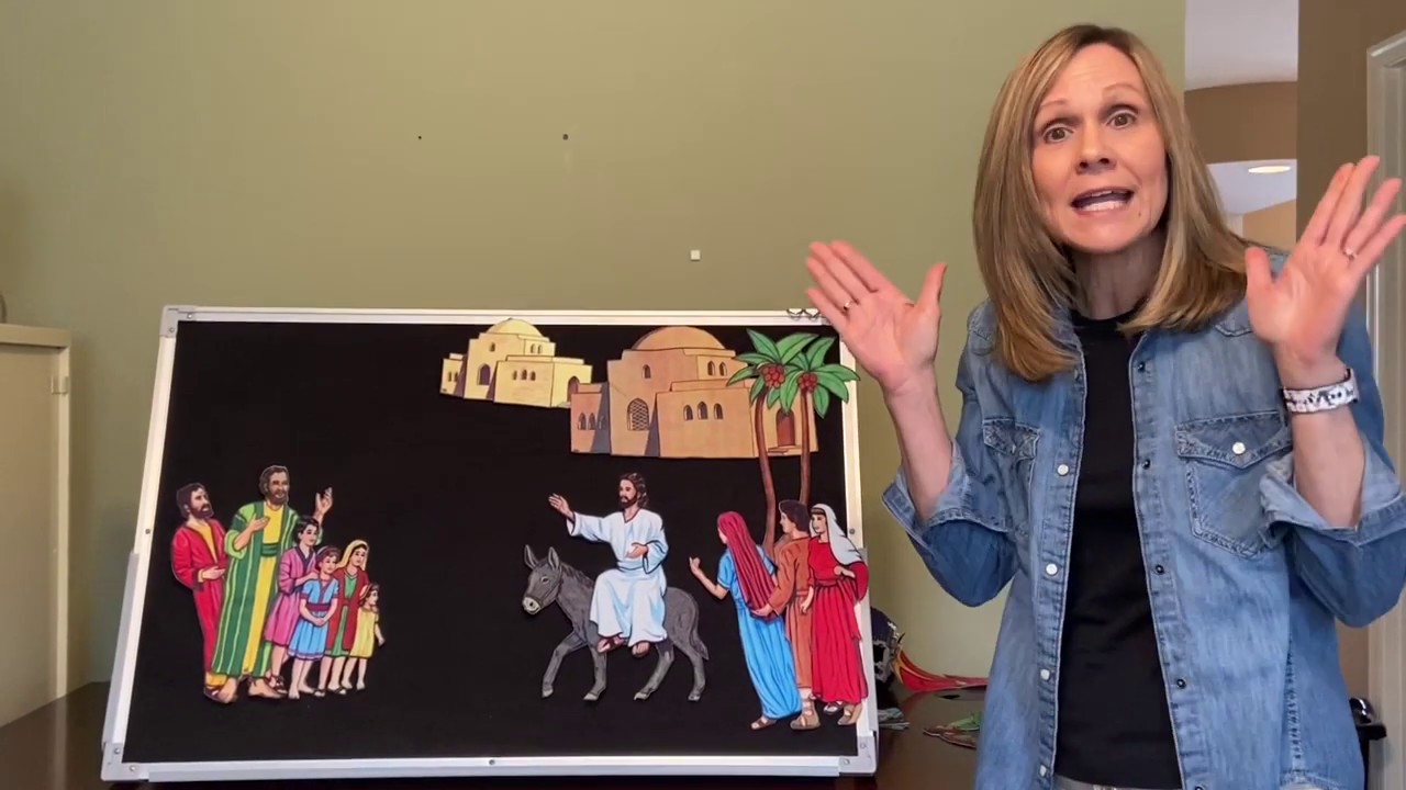 Mountainside Preschool online lesson 4 for March 23 and 24 - Mrs. French teaches the story of Jesus riding into Jerusalem as well as the letter Ww.