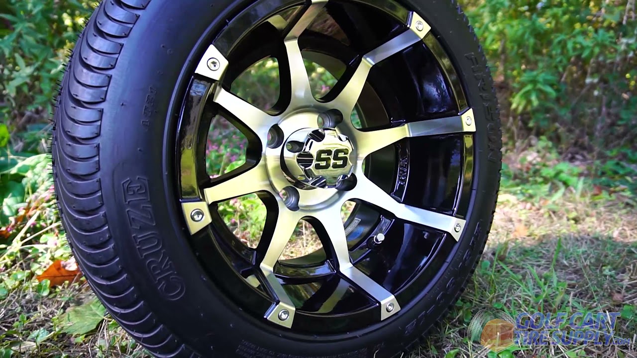 12" Machined Black BANSHEE Golf Cart Wheels and 215/5012 DOT street