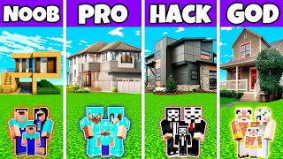 Minecraft Battle : New Family Premium House Build Challenge - Noob vs Pro vs Hacker vs God