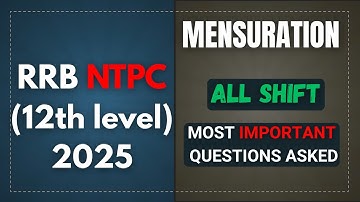 RRB NTPC Mensuration Questions 2025 | Volume, Surface Area & Shortcut Tricks | Exam Solutions