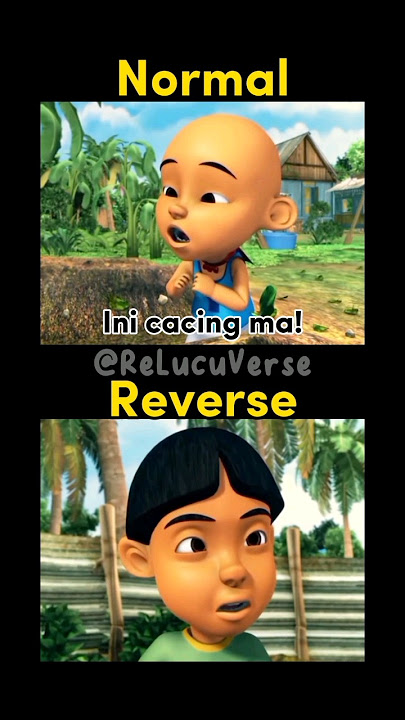 Tak boleh! Ini cacing ma!(reverse subtitle) #shorts #reverse #lucu #upinipin