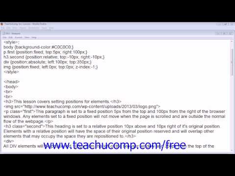 HTML5 and CSS3 Tutorial Positioning Training Lesson 19.4