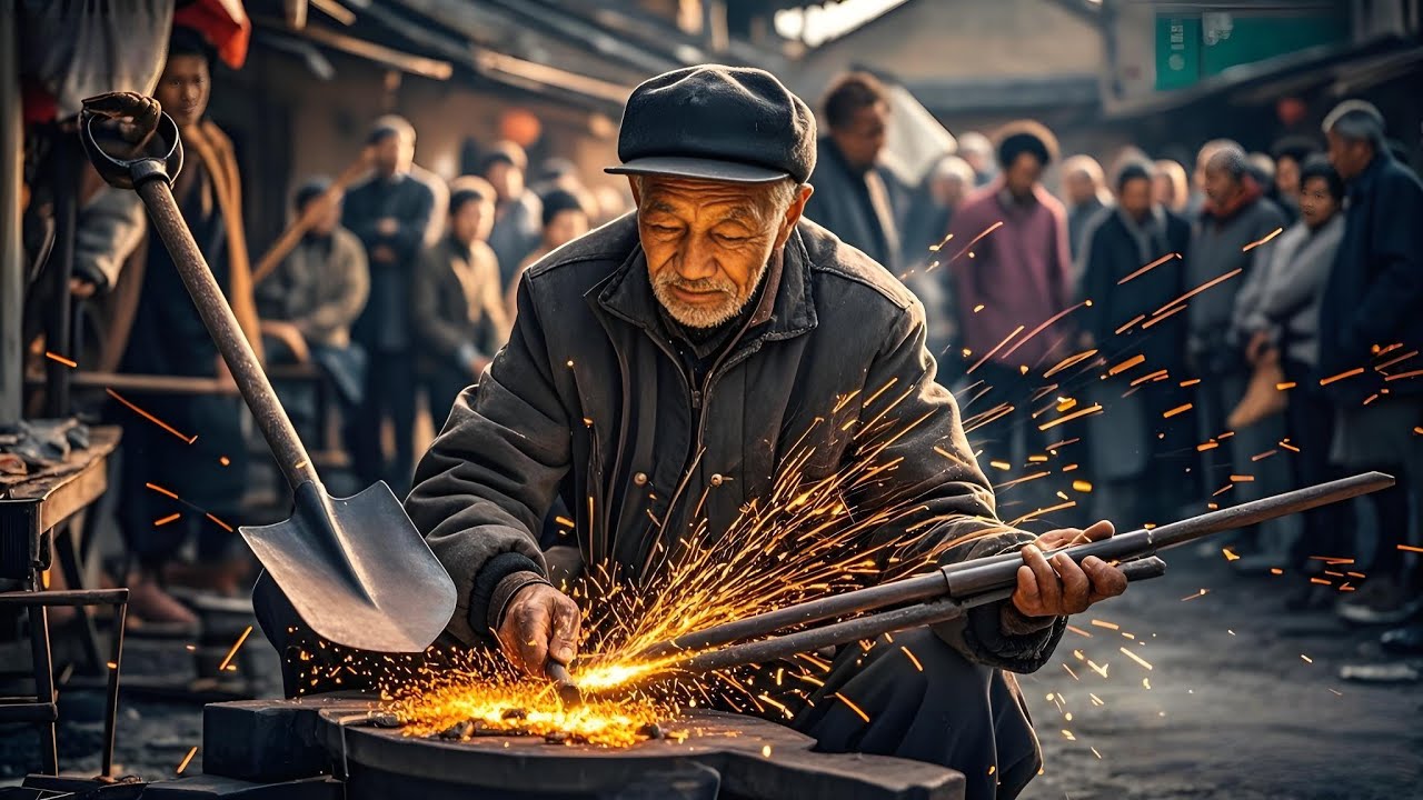 农村手艺人修补大铁锹，管用50年照样用，太结实了！【李哥乡村发现】