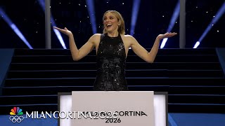 Brenda Lodigiani shows Italian hand gestures at Opening Ceremony Winter Olympics
