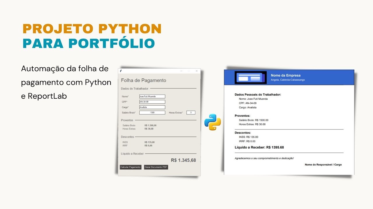 Automação de Folha de Pagamento com Python e ReportLab | Gerar PDF Passo a Passo