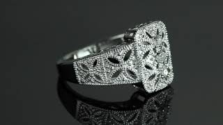 Item # 43517 - Diamond Accent Vintage-Inspired Platinum Over Sterling Silver Filigree Ring