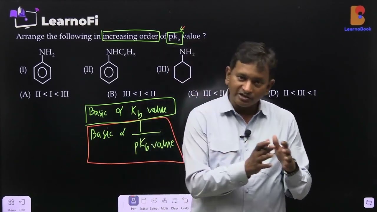DPP 28 | Question 9 | Arrange the following in increasing order of pkb value