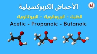 ثانية تربية: الأحماض الكربوكسيلية / الخليك - البروبانويك - البيوتانويك - Carboxylic Acids