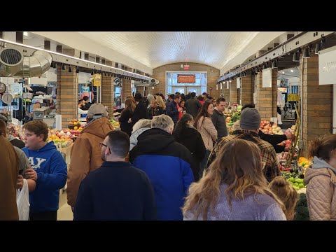 Exploring the West Side Market in Cleveland on a Busy Saturday, with Newly Renovated Produce Arcade