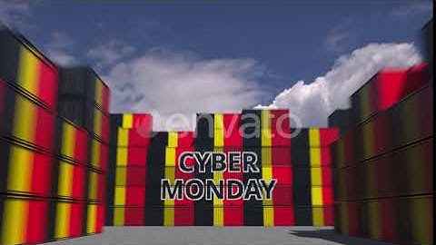 Cargo Containers with CYBER MONDAY Text and Flags of Belgium | Motion Graphics - Envato elements