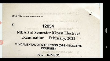 fundamentals of marketing 2022 question paper mcom , mba sem 3 mdu gurugram university 2022