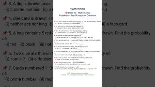 Top 10 important questions probability class 10 #boardexam #class10 #importantquestions