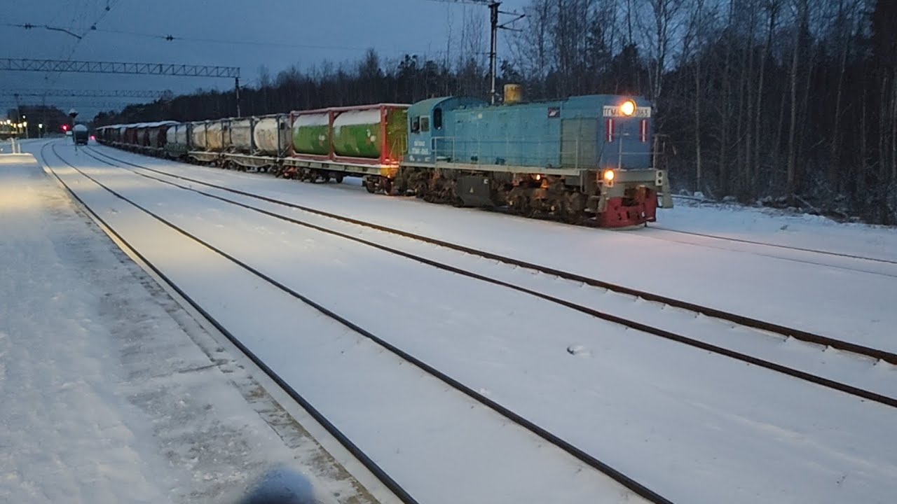 Маневровая работа тепловоза ТГМ4-163 на станции калище 