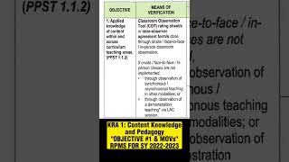 RPMS - KRA 1 - OBJECTIVE #1 || SY 2022-2023 || Teacher I - III #shorts #rpms #ppst #ipcrf #teachers