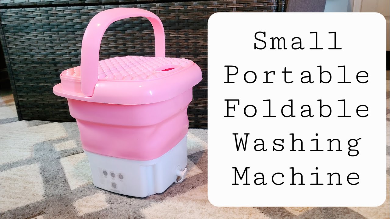 Mini Portable Washing Machine - Small Foldable Bucket Washer for Clothes-  For Camping, RV, Travel, Small Spaces. (Pink) 