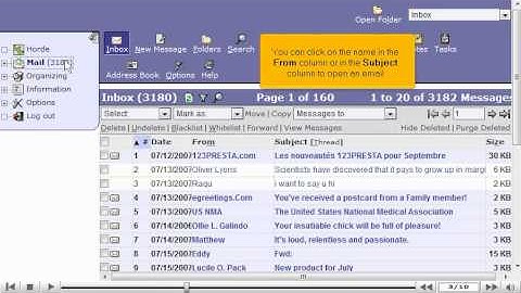 Open an email message in Horde by VodaHost web hosting